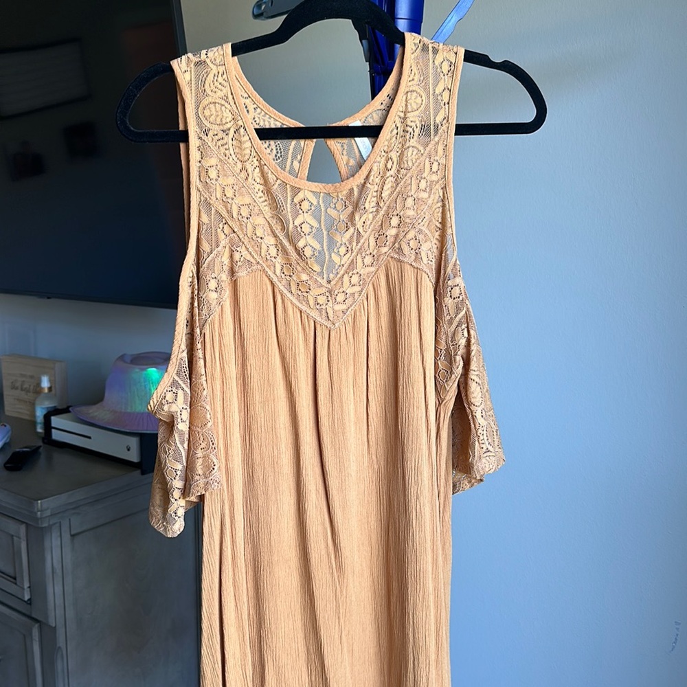 Xhilaration Mustard Cold Shoulder Dress Size M